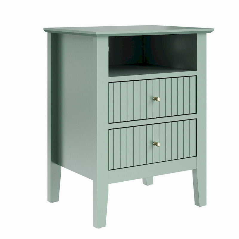 2 Drawers Nightstand with Charging Station