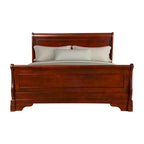 Verl King Size Bed, Classic Sleigh Panel Design, Rich Brown Poplar Wood