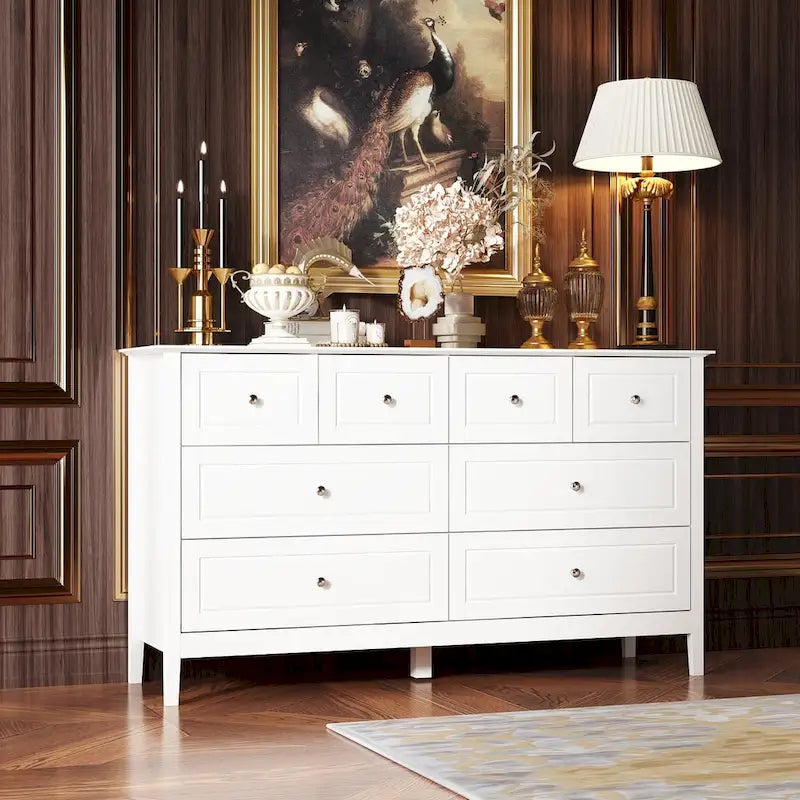 Bedroom Dresser with Silver Accents Sleek and Spacious Organizer Chest