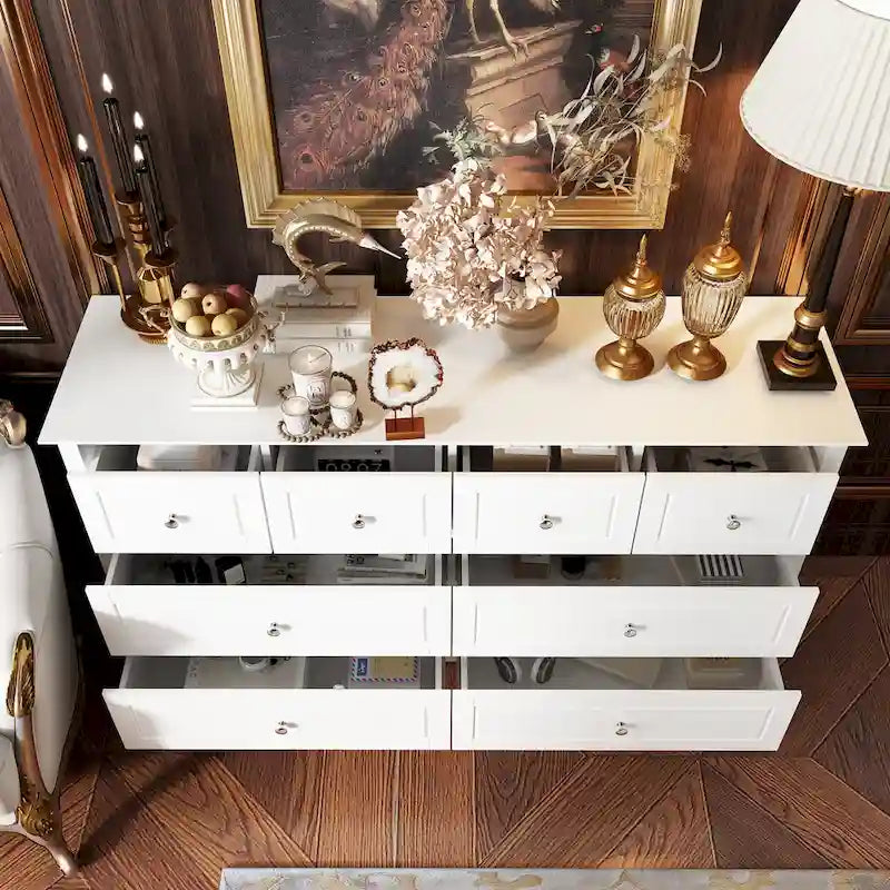 Bedroom Dresser with Silver Accents Sleek and Spacious Organizer Chest