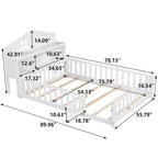 Full-size Floor Beds with Bookcases and Blackboards for Kids