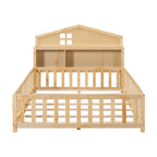 Full-size Floor Beds with Bookcases and Blackboards for Kids