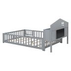 Full-size Floor Beds with Bookcases and Blackboards for Kids