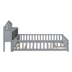 Full-size Floor Beds with Bookcases and Blackboards for Kids