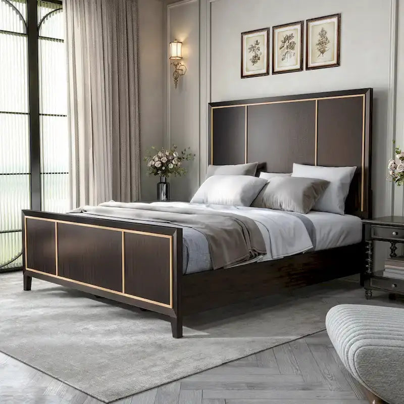 Nyx Modern Espresso Solid Wood Panel Bed