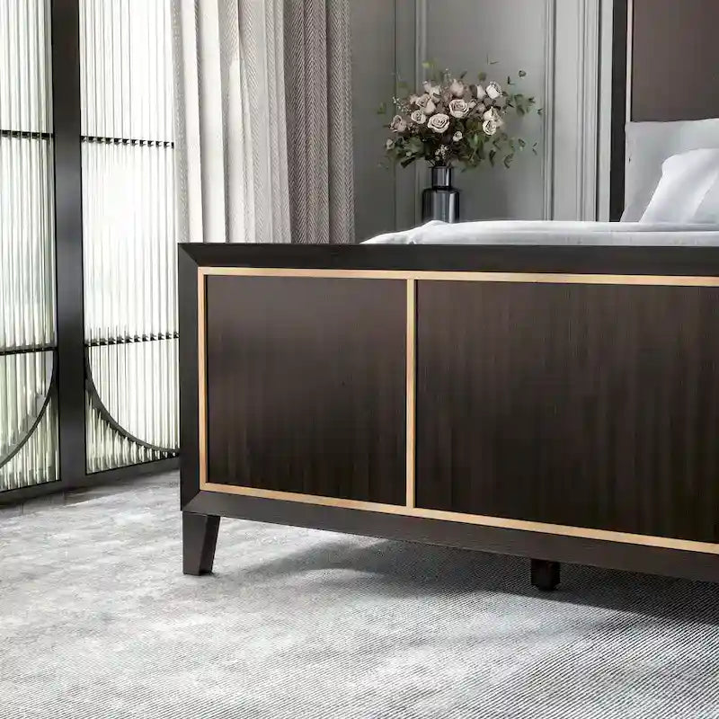 Nyx Modern Espresso Solid Wood Panel Bed