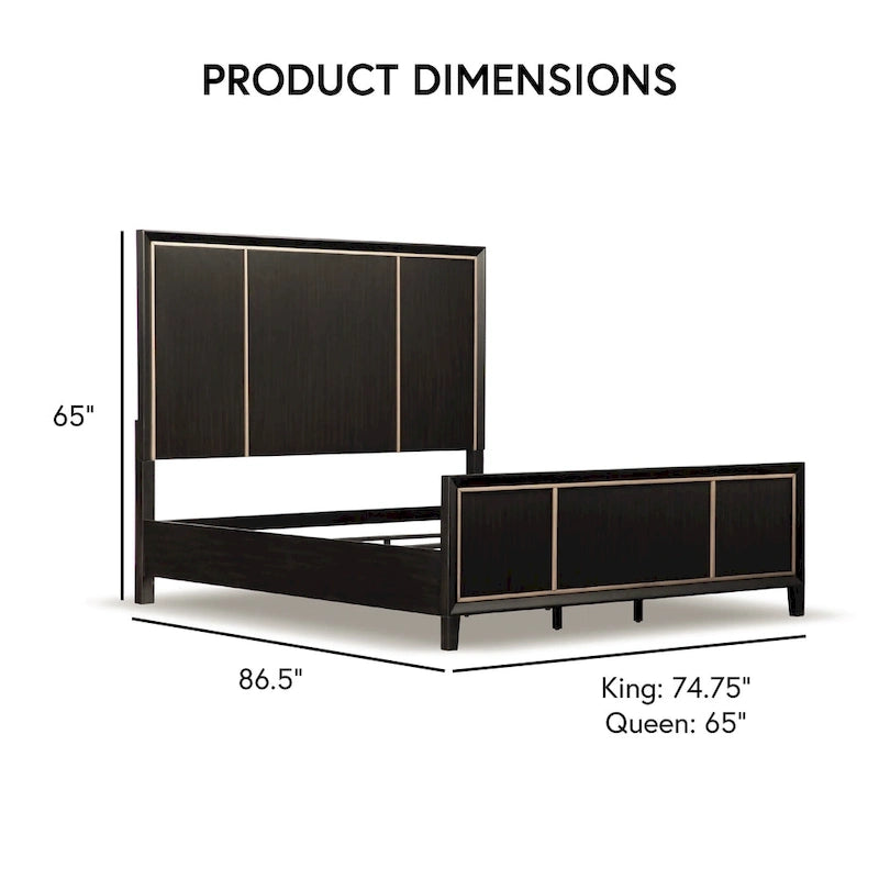 Nyx Modern Espresso Solid Wood Panel Bed