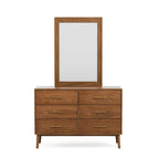 Beau Midcentury Walnut 2-Piece Dresser and Mirror Set