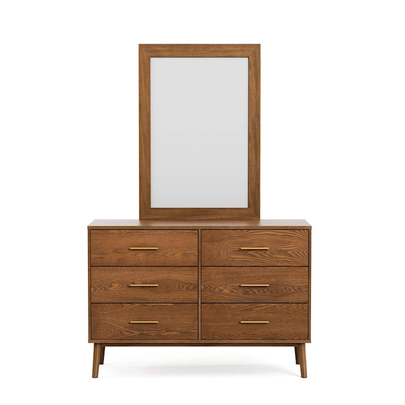 Beau Midcentury Walnut 2-Piece Dresser and Mirror Set
