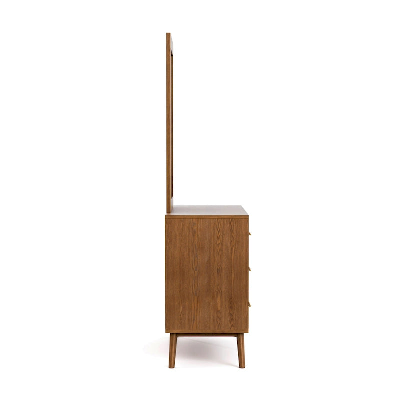 Beau Midcentury Walnut 2-Piece Dresser and Mirror Set