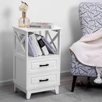 Royalcraft's 2-Drawer White Wooden Nightstands Storage Cabinet