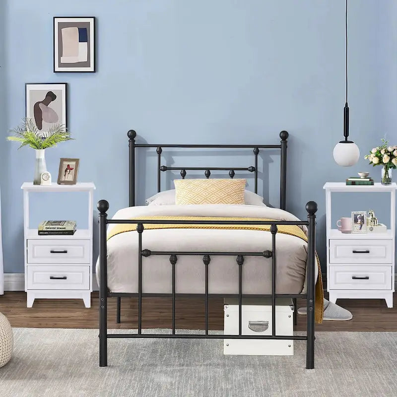Royalcraft's 2-Drawer White Wooden Nightstands Storage Cabinet