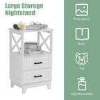 Royalcraft's 2-Drawer White Wooden Nightstands Storage Cabinet