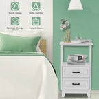 Royalcraft's 2-Drawer White Wooden Nightstands Storage Cabinet