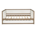 Nestfair Full Size Upholstered Daybed with Trundle or 2 Drawers and Nailhead Decoration