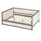 Nestfair Full Size Upholstered Daybed with Trundle or 2 Drawers and Nailhead Decoration