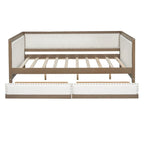 Nestfair Full Size Upholstered Daybed with Trundle or 2 Drawers and Nailhead Decoration