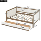 Nestfair Full Size Upholstered Daybed with Trundle or 2 Drawers and Nailhead Decoration