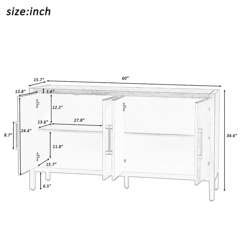 Storage Cabinet Sideboard Wooden Cabinet with Shelves for Living room