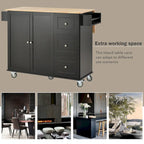 White Rolling Kitchen Island Solid Wood Top, Locking Wheels, Storage & More