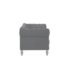 Ben 62 Inch Velvet Loveseat with Crystal Tufted Back, Grey