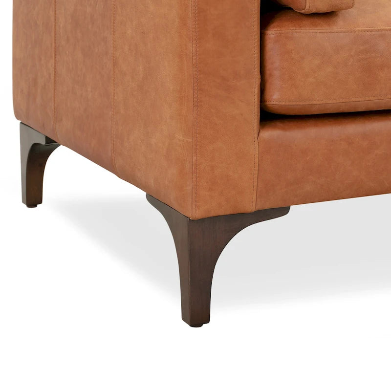 Poly & Bark Argan 93 Sofa in Cognac Tan - Full Grain Genuine Italian Leather