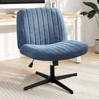 Home Office Desk Chair Criss Cross Legged Office, Wide Comfty Desk, Wheels Armless Computer Task, Swivel Vanity Home Chair