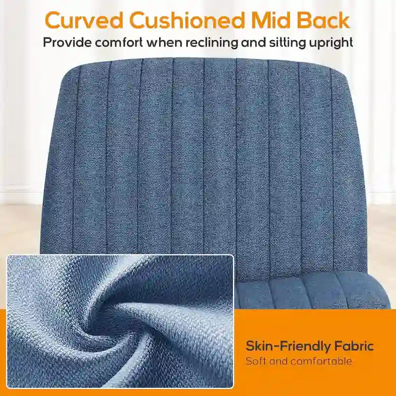 Home Office Desk Chair Criss Cross Legged Office, Wide Comfty Desk, Wheels Armless Computer Task, Swivel Vanity Home Chair