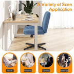 Home Office Desk Chair Criss Cross Legged Office, Wide Comfty Desk, Wheels Armless Computer Task, Swivel Vanity Home Chair