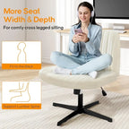 Home Office Desk Chair Criss Cross Legged Office, Wide Comfty Desk, Wheels Armless Computer Task, Swivel Vanity Home Chair