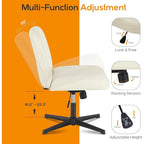 Home Office Desk Chair Criss Cross Legged Office, Wide Comfty Desk, Wheels Armless Computer Task, Swivel Vanity Home Chair