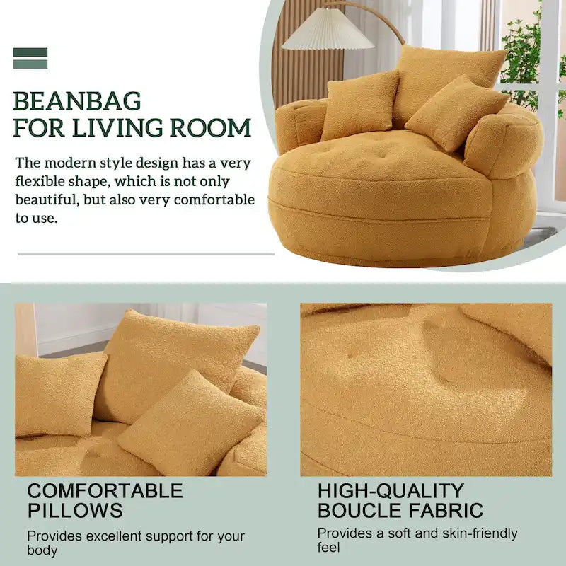 Circular wide living room fabric sofa, balcony homestay lazy sofa chair