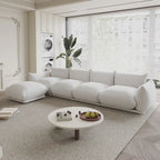 130.7 L-shape Chenille Modular Sofa Modern Sectional Semi-firm Sofa Couch with Ottoman