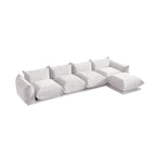 130.7 L-shape Chenille Modular Sofa Modern Sectional Semi-firm Sofa Couch with Ottoman
