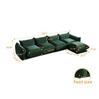 130.7 L-shape Chenille Modular Sofa Modern Sectional Semi-firm Sofa Couch with Ottoman