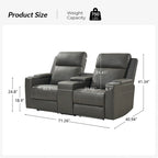 Victoria 71.26 Wide Genuine Leather Home Theater Seating with Ambient Lighting and Storage by HULALA HOME