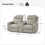 Victoria 71.26 Wide Genuine Leather Home Theater Seating with Ambient Lighting and Storage by HULALA HOME
