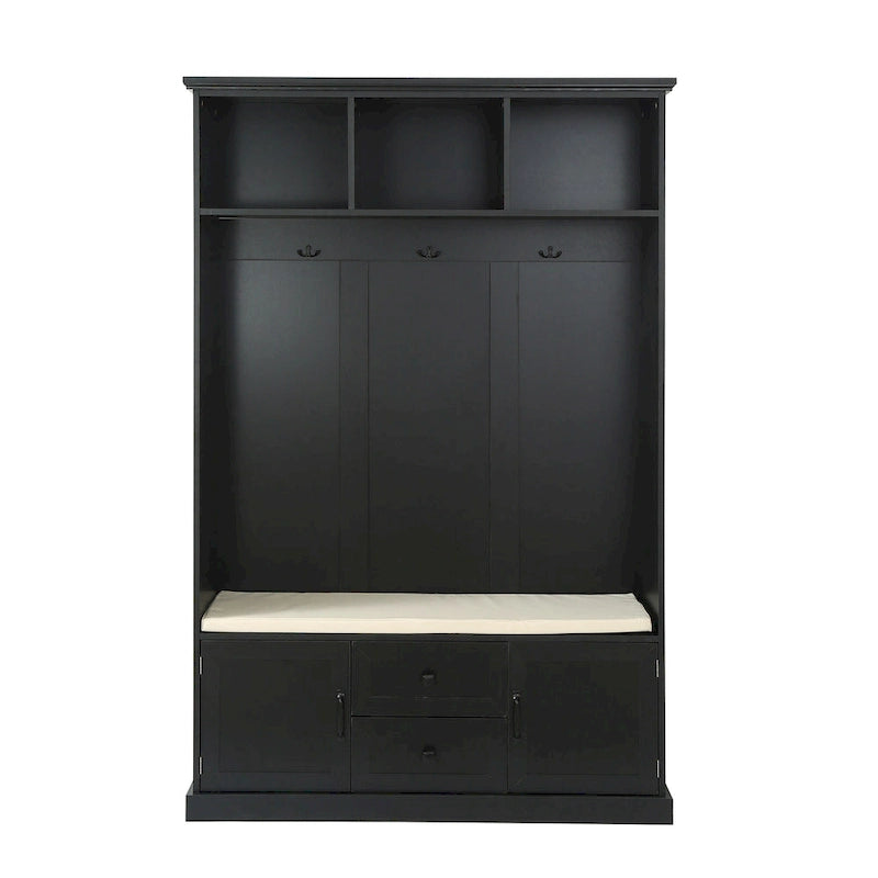3-in-1 Design Hall Tree with 3 Hooks and Storage Bench - 47.24W x 70.9H x 15.74D