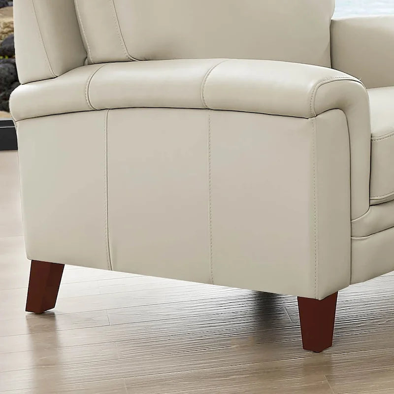 Hydeline Westcott Top Grain Leather Sofa Loveseat and Chair Set with Memory Foam and Springs