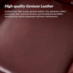 Burt Traditional Genuine Leather Accent Chair with Tufted Wing Back by HULALA HOME