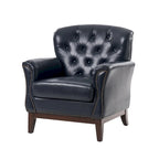 Burt Traditional Genuine Leather Accent Chair with Tufted Wing Back by HULALA HOME