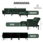 Convertible Sofa Sleeper Futon with Chaise Ottoman for Office, Velvet Futon Sofa Bed Couch
