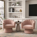 SEYNAR Modern Glam Velvet Upholstered Round Swivel Accent Arm Barrel Chair for Living Room Set of 2