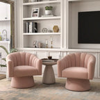 SEYNAR Modern Glam Velvet Upholstered Round Swivel Accent Arm Barrel Chair for Living Room Set of 2