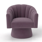 SEYNAR Modern Glam Velvet Upholstered Round Swivel Accent Arm Barrel Chair for Living Room Set of 2