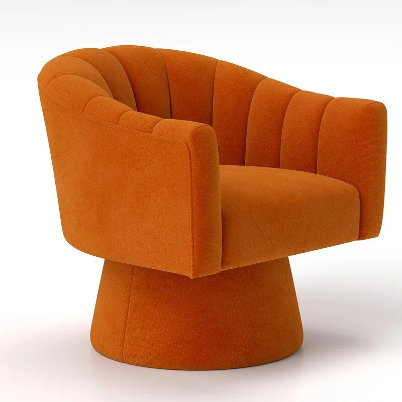 SEYNAR Modern Glam Velvet Upholstered Round Swivel Accent Arm Barrel Chair for Living Room Set of 2