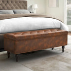 COZYMAN Tufted Storage Bench, Upholstered Ottoman with Storage - 50.8 W X 17.1 D X 18.3 H