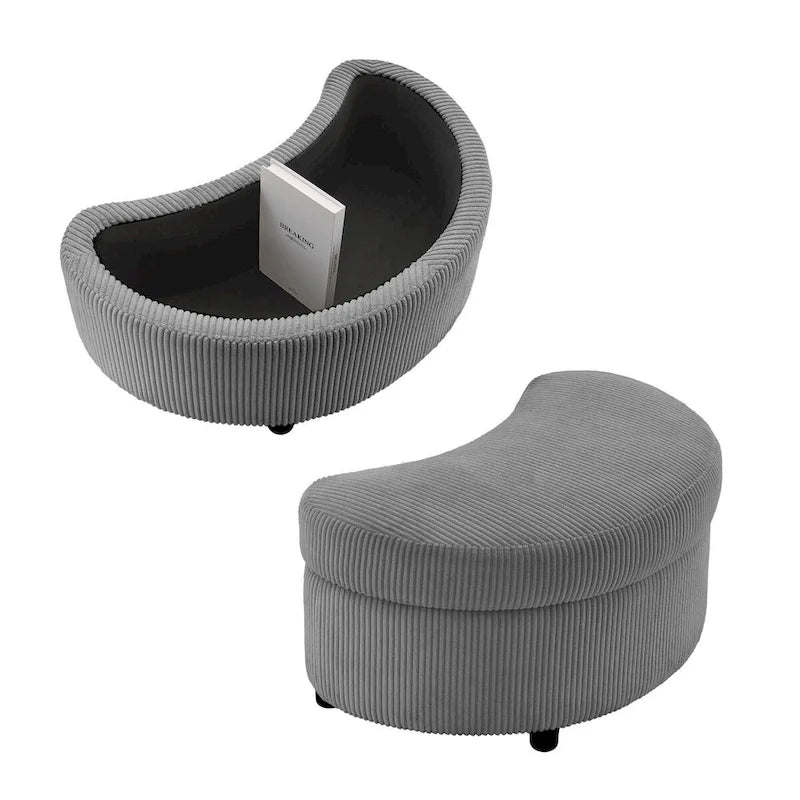 Corduroy Accent Chair, Barrel Chair with Ottoman and Back Cushions for Living Room