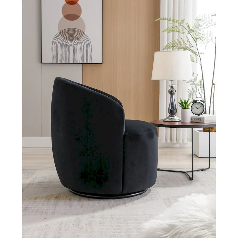 Swivel Accent Chair, Modern Round Vanity Chair for Living Room, Comfy Velvet Barrel Armchair, Small Single Sofa