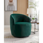 Swivel Accent Chair, Modern Round Vanity Chair for Living Room, Comfy Velvet Barrel Armchair, Small Single Sofa